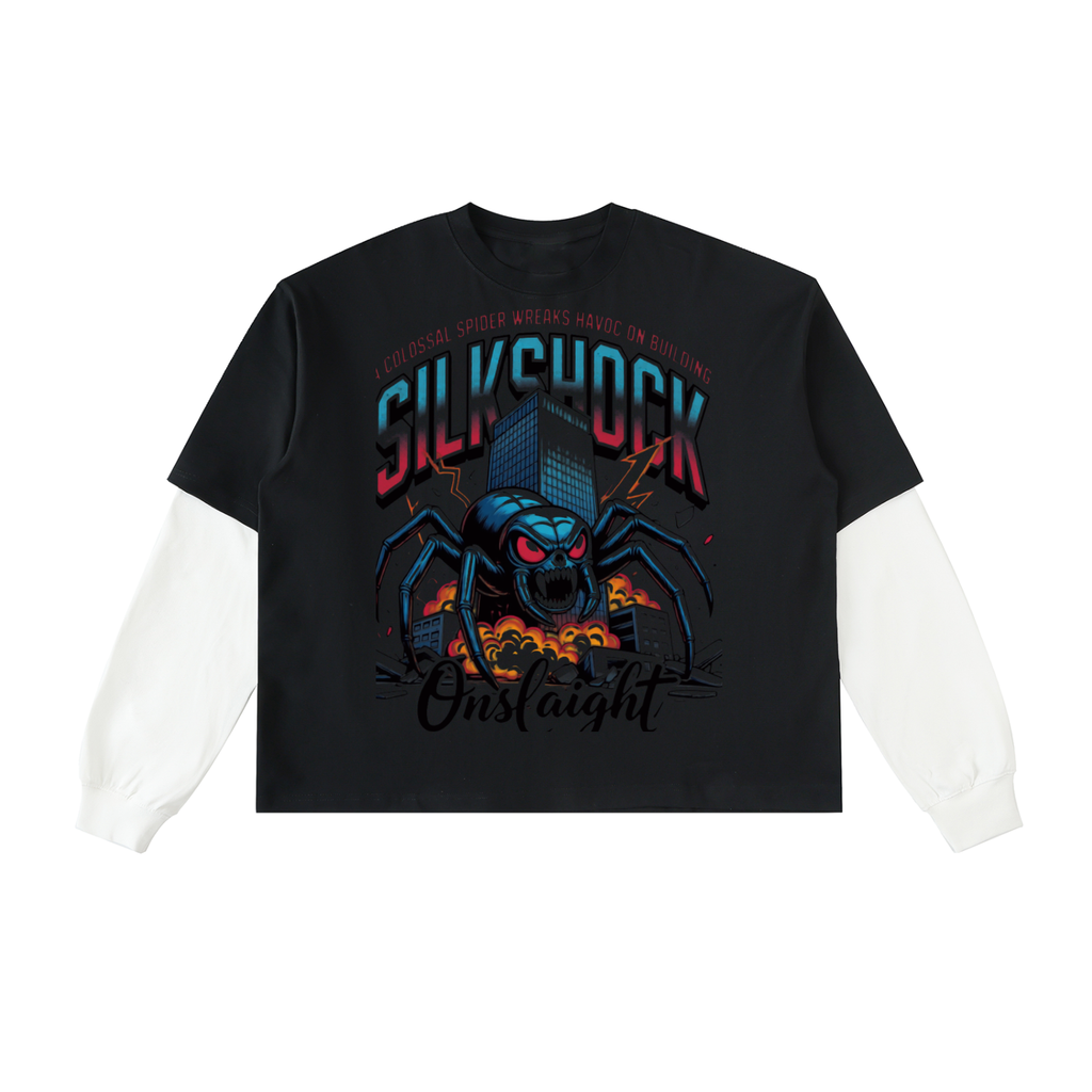 Layered Contrast Sleeve Cotton T-Shirt
